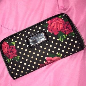 Betsy Johnson wallet roses & pokadots